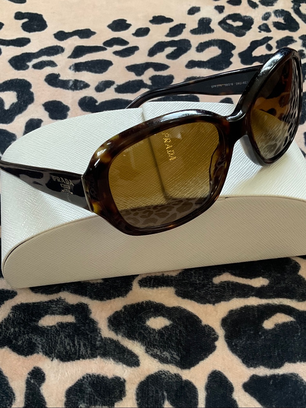 Prada Brown Tortoise Shell Sunglasses with Amber Lenses